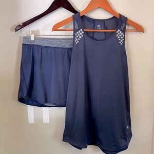 Navy Workout/Tennis Skirt with Built-in Shorts and Tank